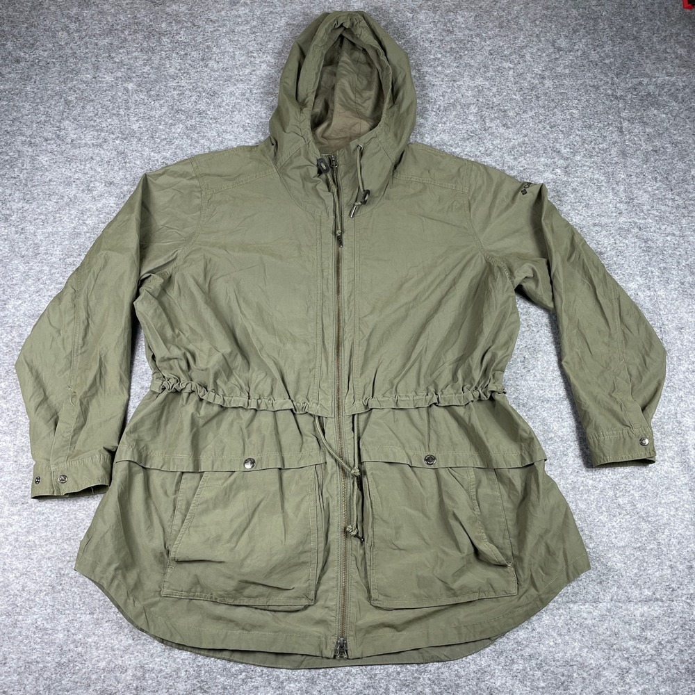 Columbia Anorak Jacket Womens 3X Green Hooded Utility Field Parka Coat Outdoor